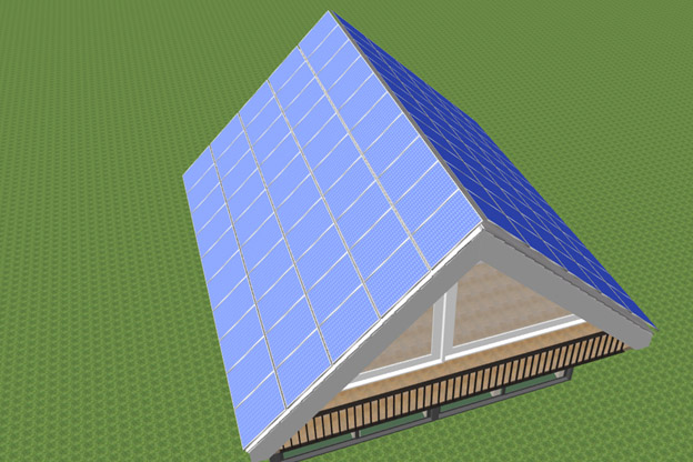 всю поверхность крыши солнечными батареями